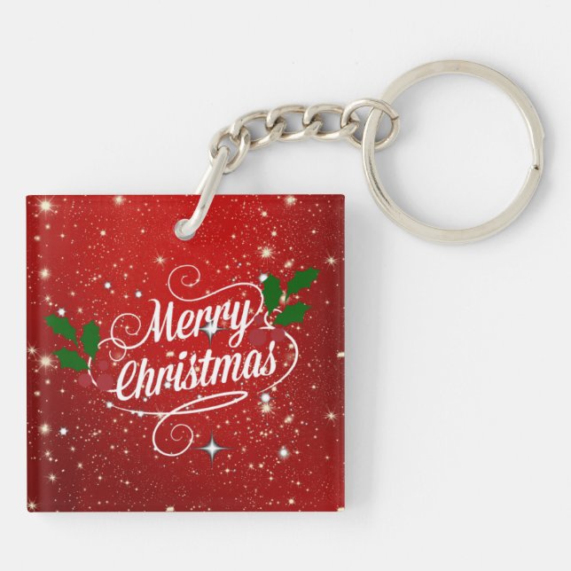 Merry Christmas, festive design Key Ring (Back)