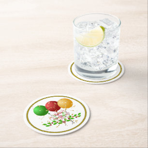 Merry Christmas, festive design, Round Paper Coaster