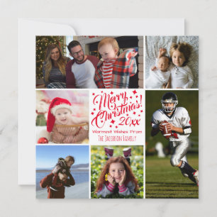 Merry Christmas Festive Family Photo Collage Holiday Card