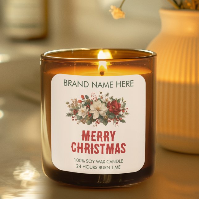 Merry Christmas | Festive Flowers Candle Labels (Creator Uploaded)