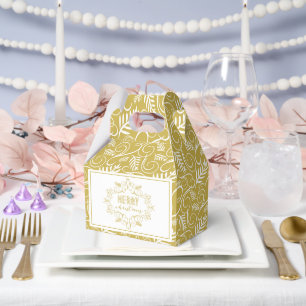 Merry Christmas Festive Foliage Gold Vintage Deco Favour Box