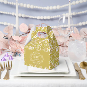 Merry Christmas Festive Foliage Gold Vintage Deco Favour Box