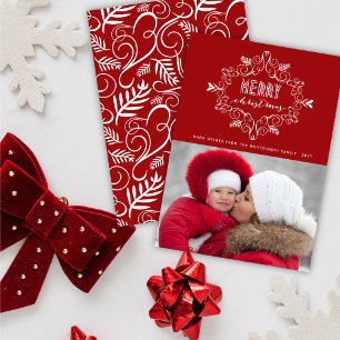 Merry Christmas Festive Foliage Holiday Photo Card