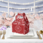 Merry Christmas Festive Foliage Red Vintage Deco Favour Box<br><div class="desc">'Merry Christmas' Festive Foliage Frame, Decorative Flourishes, Vintage Classic Red And White, Elegant And Classy Art Deco Holiday Party Favour Box. The base background can be changed to any colour of your choice. Designed / original artwork by fat*fa*tin. Easy to personalise with your own text message, name, photo, or image....</div>