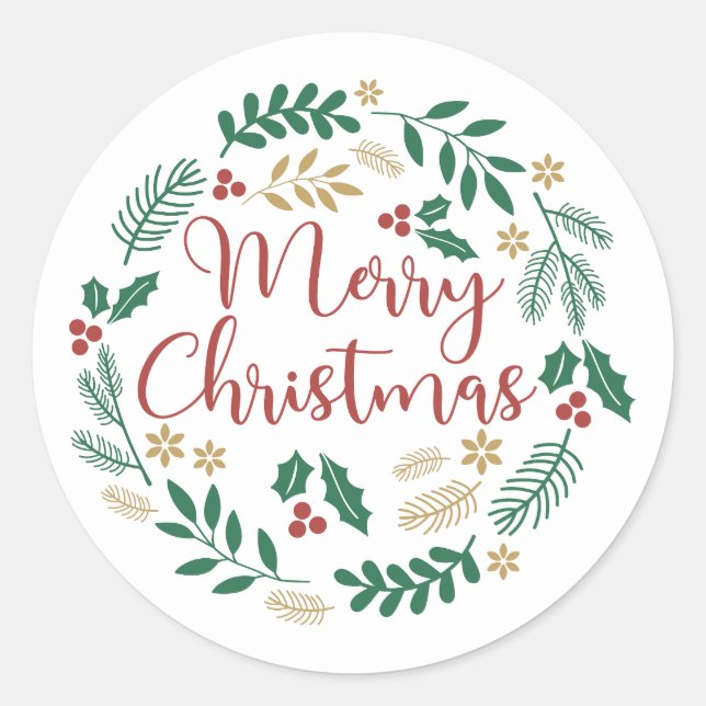Merry Christmas Festive Greenery Envelope Seal (Front)