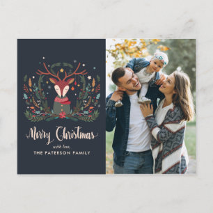 "Merry Christmas" Festive Holiday Deer Christmas Postcard