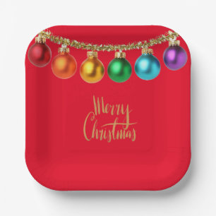 Merry Christmas, festive holiday design, Paper Plate
