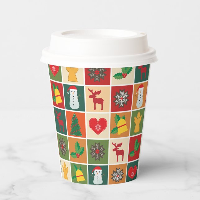 Merry Christmas Festive Holiday Gift Design        Paper Cups (Front)