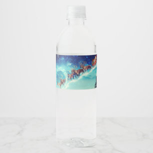 Merry Christmas Festive Holiday Gift Design Water Bottle Label