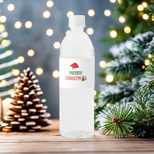 Merry Christmas Festive Holiday Gift Design        Water Bottle Label