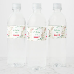 Merry Christmas Festive Holiday Gift Design Water Bottle Label