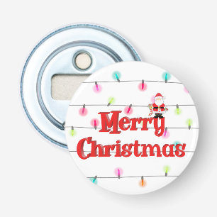 Merry Christmas Festive Holiday Lights with Santa  Bottle Opener