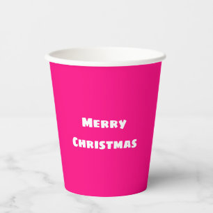 Merry Christmas Festive Love, Warmth Deep Pink Paper Cups
