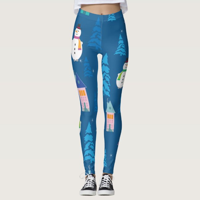 Merry Christmas Festive Pattern Design Leggings (Front)