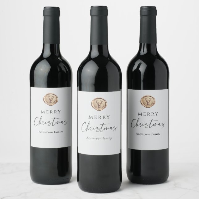 Merry Christmas Festive Personalized Wine Label (Bottles)