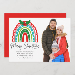 Merry Christmas Festive Rainbow Holly Photo