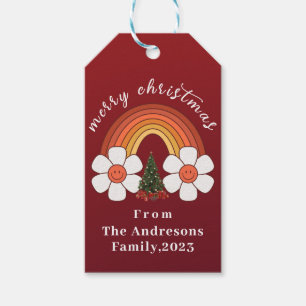 Merry Christmas festive Rainbow Personalised  Gift Tags