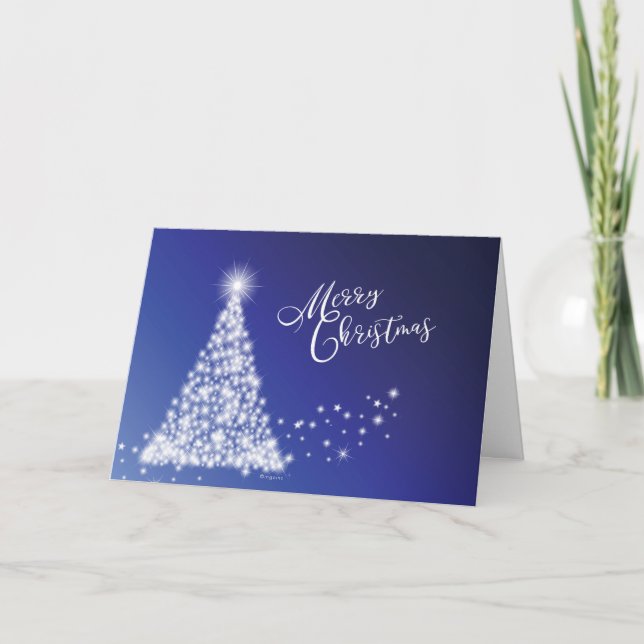 Merry Christmas Festive Starry Tree Holiday Card (Front)