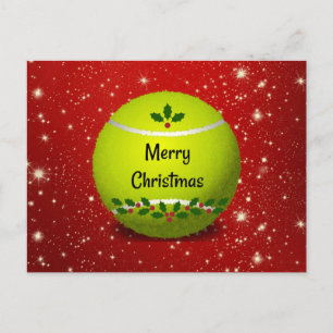 Merry Christmas, festive tennis holiday design Postcard