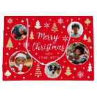 Merry Christmas Festive Trees Photo Name Red