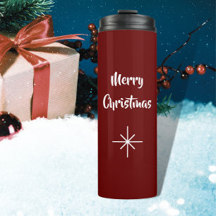 Merry Christmas Festive Typography Red Thermal Tumbler