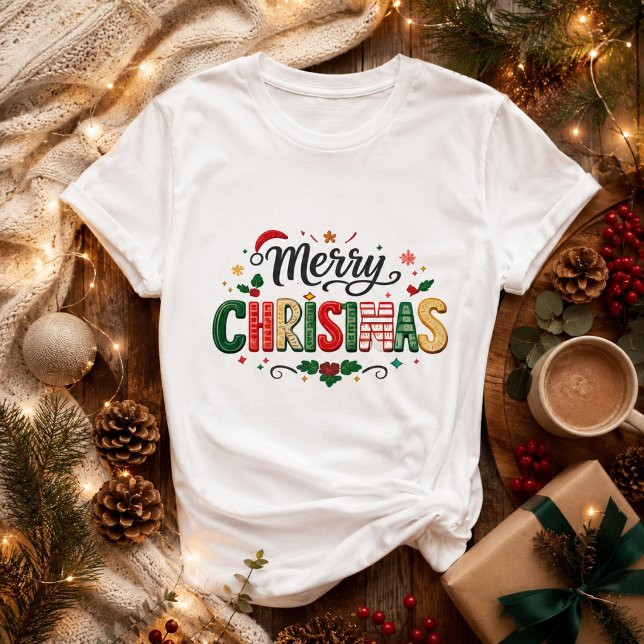Merry Christmas Festive Typography  T-Shirt (Creator Uploaded)