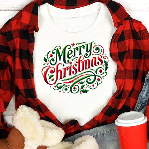 Merry Christmas Festive Typography Tri-Blend Shirt