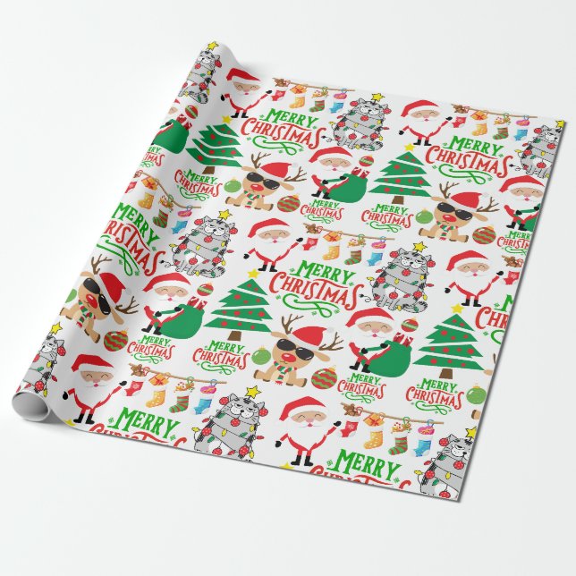 Merry Christmas Festive Wrapping Paper  (Unrolled)