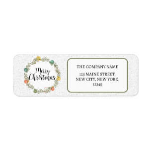 Merry Christmas Festive Wreath Holiday Label