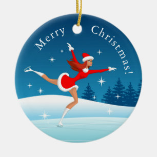 Merry Christmas Figure Skating Girl Ornament