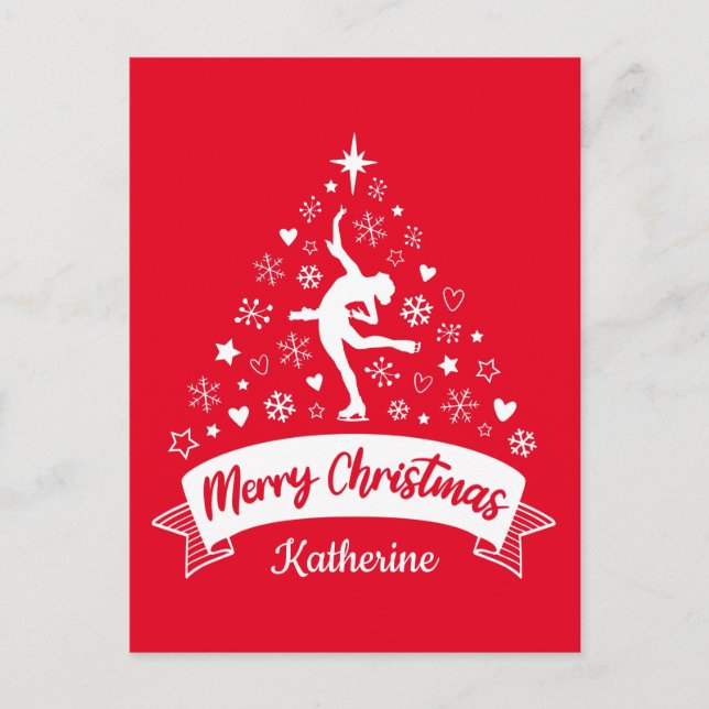 Merry Christmas Figure Skating Postcard (Front)