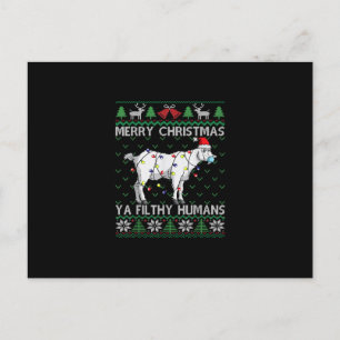 Merry Christmas Filthy Humans Goat Ugly Christmas Announcement Postcard