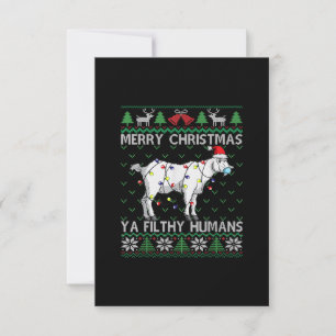 Merry Christmas Filthy Humans Goat Ugly Christmas RSVP Card