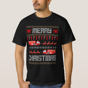 Merry Christmas Firefighter Xmas Firetruck Gift T-Shirt