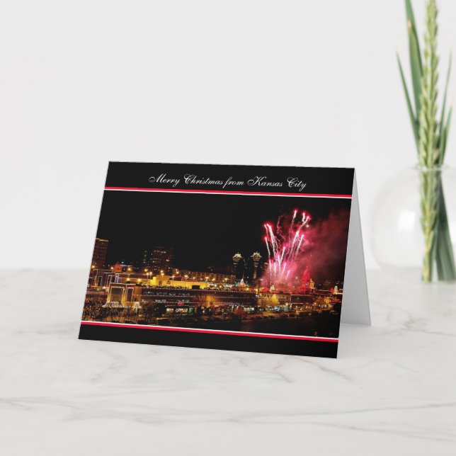 Merry Christmas Fireworks Kansas City Plaza Lights Holiday Card (Front)
