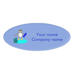 Merry Christmas Fishing Penguin Custom Name Tag