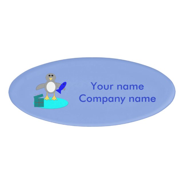 Merry Christmas Fishing Penguin Custom Name Tag (Front)