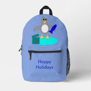 Merry Christmas Fishing Penguin Custom Printed Backpack