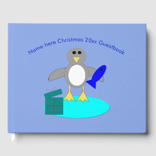Merry Christmas Fishing Penguin Guestbook