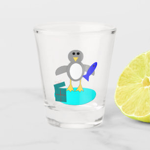 Merry Christmas Fishing Penguin Shot Glass