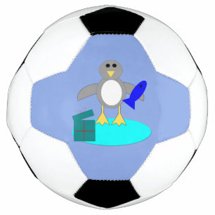 Merry Christmas Fishing Penguin Soccer Ball