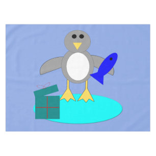 Merry Christmas Fishing Penguin Tablecloth