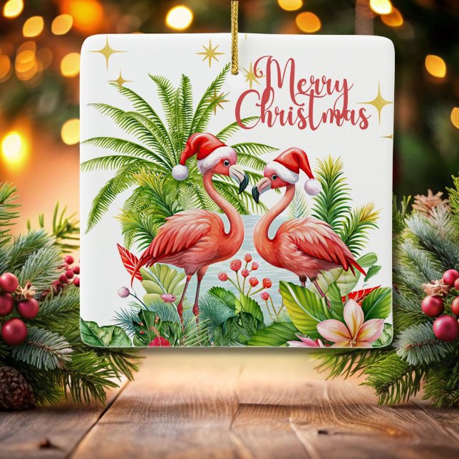 Merry Christmas Flamingo Ornament (Creator Uploaded)