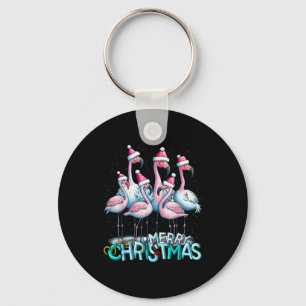 Merry Christmas Flamingo Squad Trocal Style  Key Ring