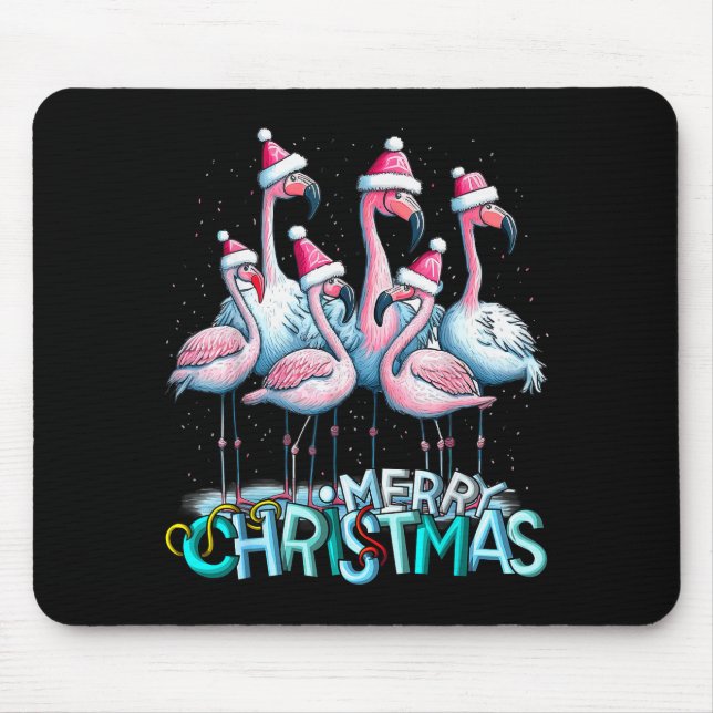 Merry Christmas Flamingo Squad Trocal Style  Mouse Pad (Front)