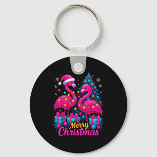 Merry Christmas Flamingo Xmas Key Ring