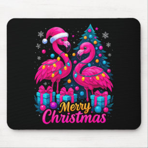Merry Christmas Flamingo Xmas Mouse Pad