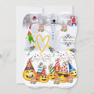 Merry Christmas Flat Greeting Card Happy Birthday