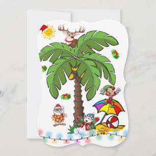 Merry Christmas Flat Greeting Card Santa Beach Bum
