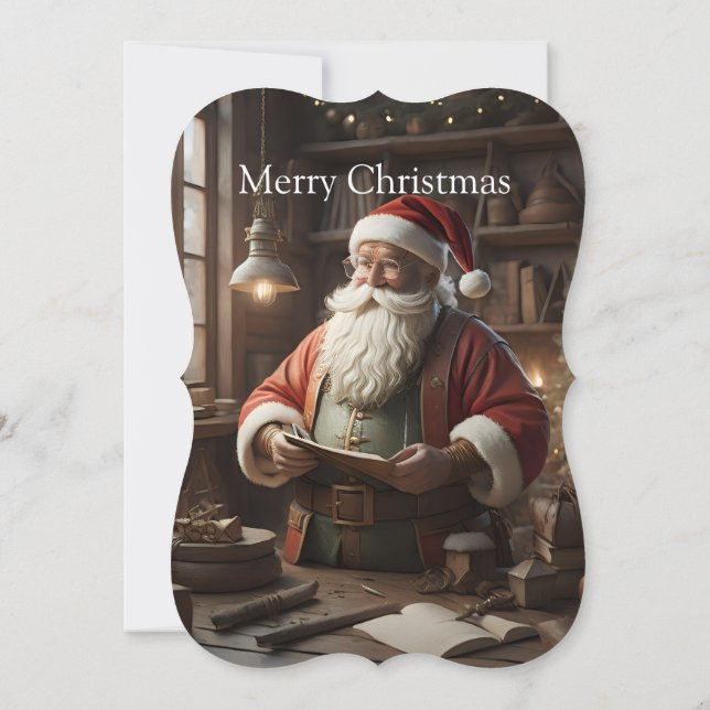Merry Christmas Flat Greeting Card Santa Claus (Back)